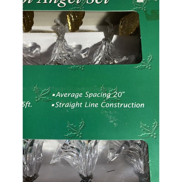 Vtg Sterling 10 Light Angel Set w Gold Wings & Clips Christmas Tree Lights NIB - Picture 6 of 7